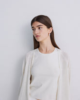 Cardigan manica ¾ in lino e cotone écru